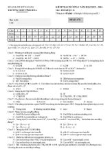 Kiểm tra chương 1 năm học 2015  2016 môn Hóa học 11 thời gian 45 phút